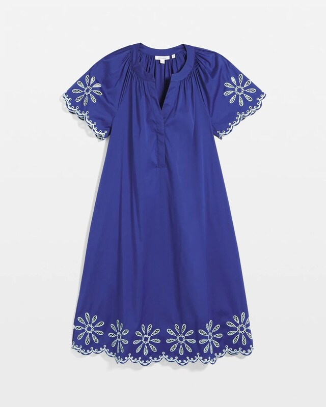 Embroidered Poplin Popover Dress - image 5